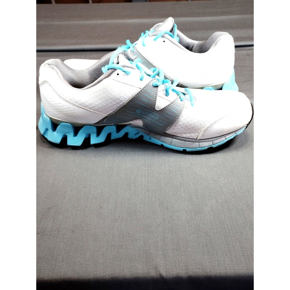 Reebok ZigTech ZigPulse White Blue Running Shoes Women 11 Midfoot HStrap Support